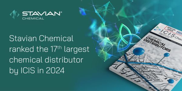 Stavian Chemical keeps rising in ICIS 2024 and ranks 17th in the TOP 100 Global Chemical Distributors