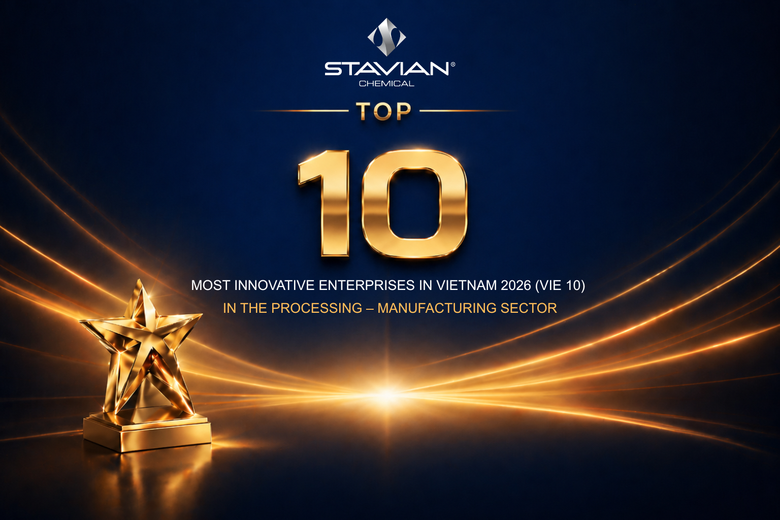 Stavian Chemical continues to be honored among Top 10 Most Innovative Enterprises in Vietnam in the Processing – Manufacturing Industries 2026